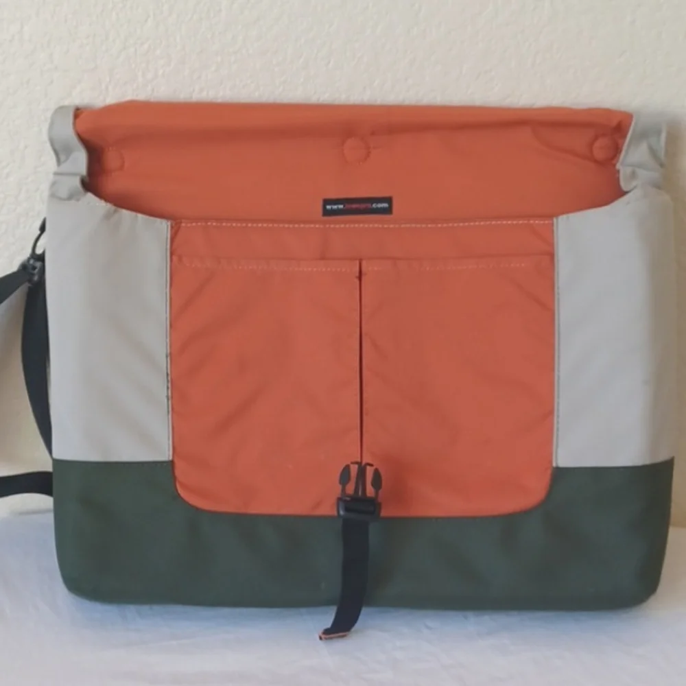 Lowepro Slim Factor Laptop Messenger Shoulder Bag Green Gray & Orange Large